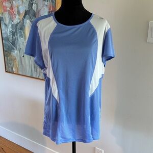 New Balance Periwinkle and White Short Sleeve light Women's Athletic wicking Top